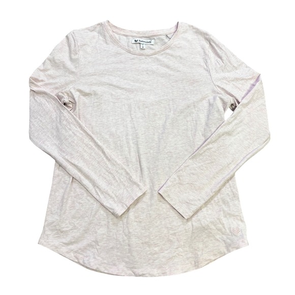 Buttercloth Tops - Buttercloth Womens Regular Fit Long Sleeve Pink‎ Marled Cotton Blend T Shirt M